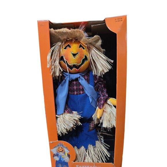 24" Gemmy Fiber Optic Scarecrow Works Great Halloween Fall Decor - Picture 7 of 7